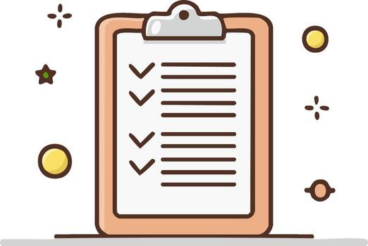 portapapeles Lista de Verificación con marcas de verificación Tareas lista y geométrico formas garabatear estilo vector