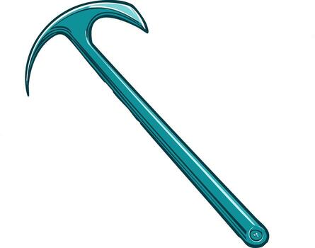 Curved Teal Hooked Tool with Ribbed Handle for Grabbing or Anchoring vector