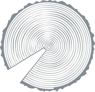Abstract Circular Tree Ring Pattern with Wedge Cutout Graphic vector