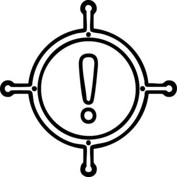 Target icon with exclamation mark for warning alert danger and threat detection line art vector
