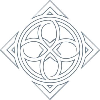 Elegant Symmetrical Abstract Geometric Symbol with Floral Petal and Angular Shapes vector