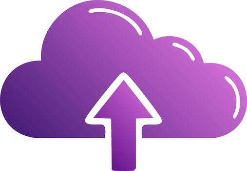 Gradient cloud with upward pointing arrow symbolizing upload or data transfer vector