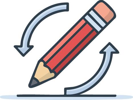 Rewriting and Editing Concept Icon with Pencil and Circular Arrows vector