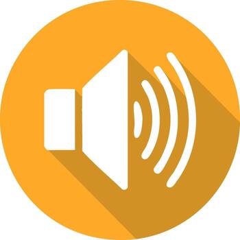 un brillante naranja sonido altavoz volumen botón gráfico en blanco con sombra, sencillo plano ilustración vector