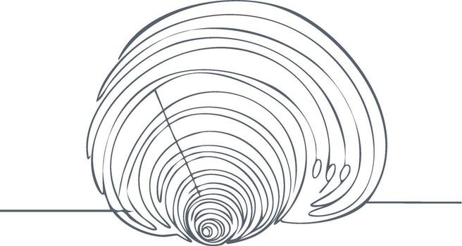 Minimalist continuous line art illustration of an abstract spiral shell or tunnel shape with depth vector