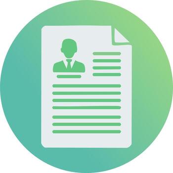 Professional resume document icon with person profile and text on gradient background vector