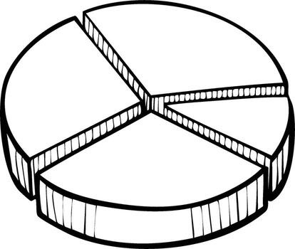 Hand Drawn Illustration of a Pie Chart Dividing Data into Sections for Infographics vector