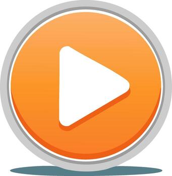 Modern orange play button icon for media player interface design vector