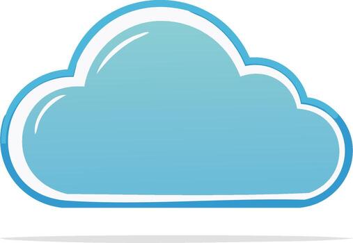 Stylized Blue Cloud Illustration with Outline and Shadow for Weather or Computing Concepts vector