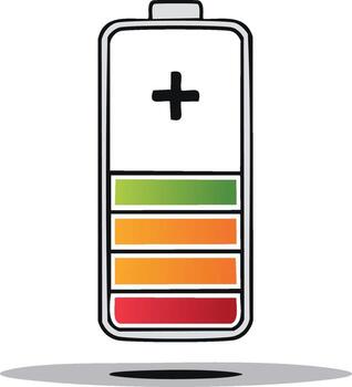 Battery Level Indicator Demonstrating Charge Status with Color Gradients Representing Power Capacity in Graphic Illustration vector