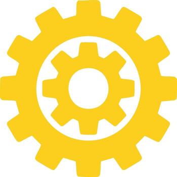 amarillo engranajes superposición símbolo de ingeniería, mecánica, ajustes, o trabajo en equipo vector