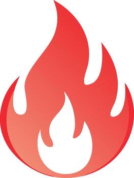 Stylized red flame symbol indicating heat energy and danger with a gradient effect vector