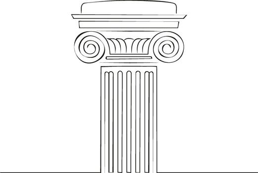 Simple Line Art Drawing of an Ionic Order Column Silhouette Architecture vector