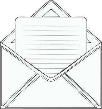 abierto sobre con forrado mensaje tarjeta ilustración bosquejo vector