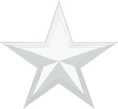 Stylized white five-pointed star with layered outlines and subtle gray shading, a modern abstract design vector