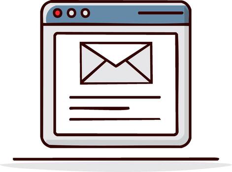 Browser Window with Email Icon Illustrating Online Communication and Web Mail Service vector