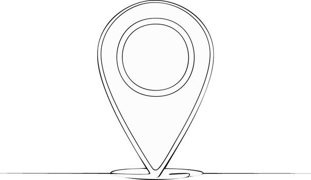 One line drawing style location pin graphic for design project vector