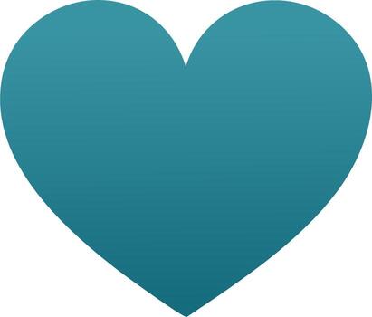 Smooth Gradient Teal Heart Shape Symbolizing Love and Affection vector