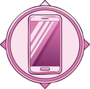 Pink Smartphone App Icon Interface Roundel Symbol Device Design vector