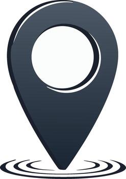 Modern 3D map pin icon marking a destination point with a ripple effect vector