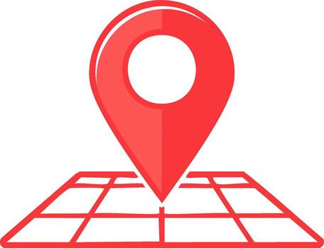 Map Pin and Location Marker on Grid, Red Cartography Element for Navigation vector