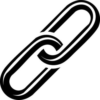 Bold black line drawing of a chain link illustrating connection, unity, and interdependence, emphasizing strength and interlocking forms vector