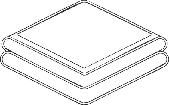 Stack of folded towels line art in simple graphic style, laundry or spa concept, isolated on white vector