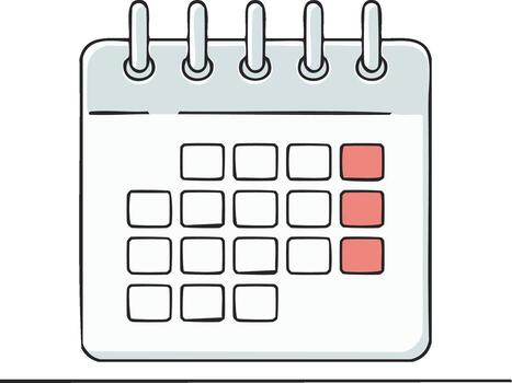 Illustrated Calendar Icon with Marked Days for Event Scheduling and Appointment Management Tasks Planning Schedule or Reminder vector