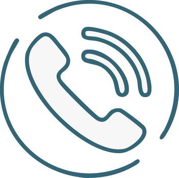 Incoming call icon with handset and sound waves inside a circular frame vector