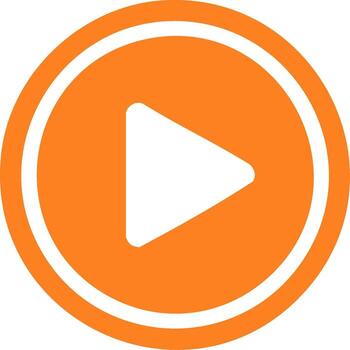 Simple circular orange play button symbol for media player interface vector