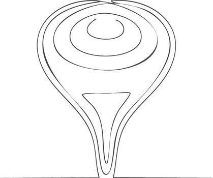 Abstract single line drawing of a stylized location pin symbol with concentric circles vector