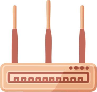 plano diseño Wifi enrutador con Tres antenas y indicador luces para inalámbrico Internet conexión vector