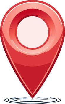 Glossy Red Map Pointer Icon for GPS Navigation, Location Pin Pointing Destination vector
