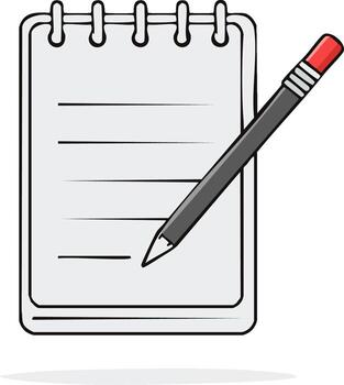 Spiral notebook and pencil, a classic tool for writing, drawing, and taking notes vector