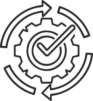 Continuous improvement process with gear and checkmark icon vector