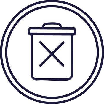 Eliminar basura compartimiento contorno icono con cruzar marca dentro un circulo para eliminación vector