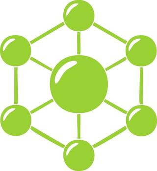 interconectado vibrante verde círculos formando un complejo molecular estructura o red diagrama vector