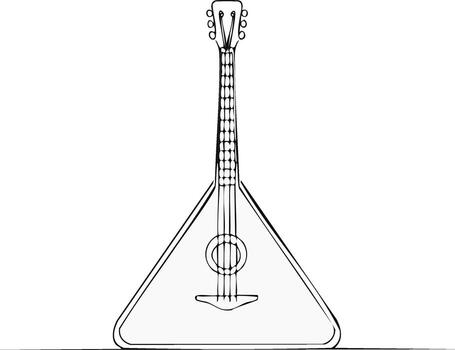Minimalist Line Art of a Balalaika, Stringed Folk Instrument, Isolated on White Background for Creative Projects vector