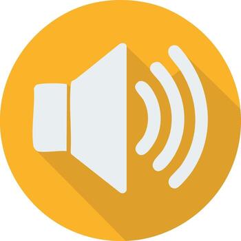 sonido olas emitiendo desde un altavoz icono dentro un amarillo circulo con sombra ilustración diseño elemento vector