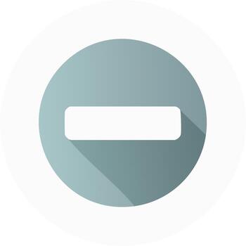 Modern flat design minus sign icon in a circular button with long shadow vector