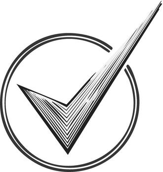 Graphic Check Mark Symbol in Circle, Approved Choice, Correct Icon, Tick Sign, Verification vector