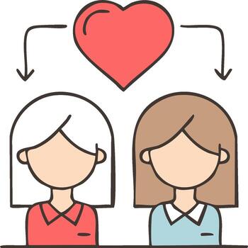 Two Faceless Figures with a Heart Connecting Them, Symbolizing Love and Connection vector