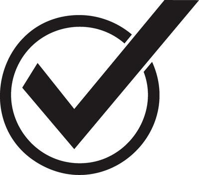Black and White Check Mark Inside of Circle Icon for Business Use vector
