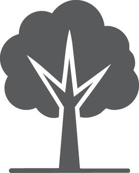 Silhouette of a Tree Symbol with Branches and Leaves in Simple Minimalist Flat Design Graphic Style vector