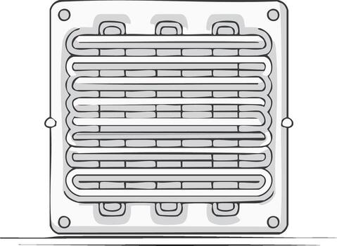 Minimalist sketch of a refrigeration grid. Depiction of industrial cooling elements, engineering structure, and ventilation systems vector