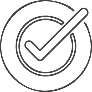 Simple checkmark inside a circle outline graphic symbol for confirmation, approval, or completion vector