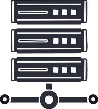 red servidor datos tecnología hospedaje sistema símbolo negro y blanco ilustración vector