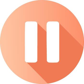 moderno plano diseño pausa botón icono con sombra efecto en suave melocotón degradado circulo vector