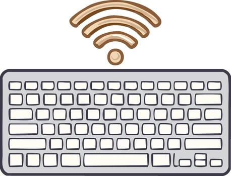 Modern Computer Keyboard with WiFi Symbol Above Isolated on White Background vector