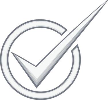 Simple Check Mark Symbol Inside a Circle Outline in Gray Tones vector